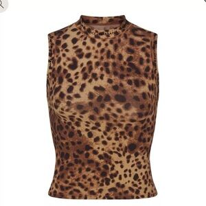 NWT Dolce & Gabbana x SKIMS Leopard Cotton Jersey Mock Tank Top Size XS